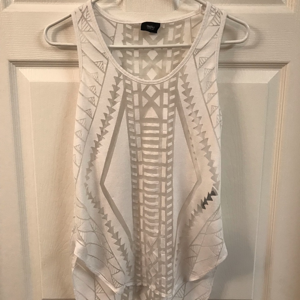 White/ shear tribal print tank